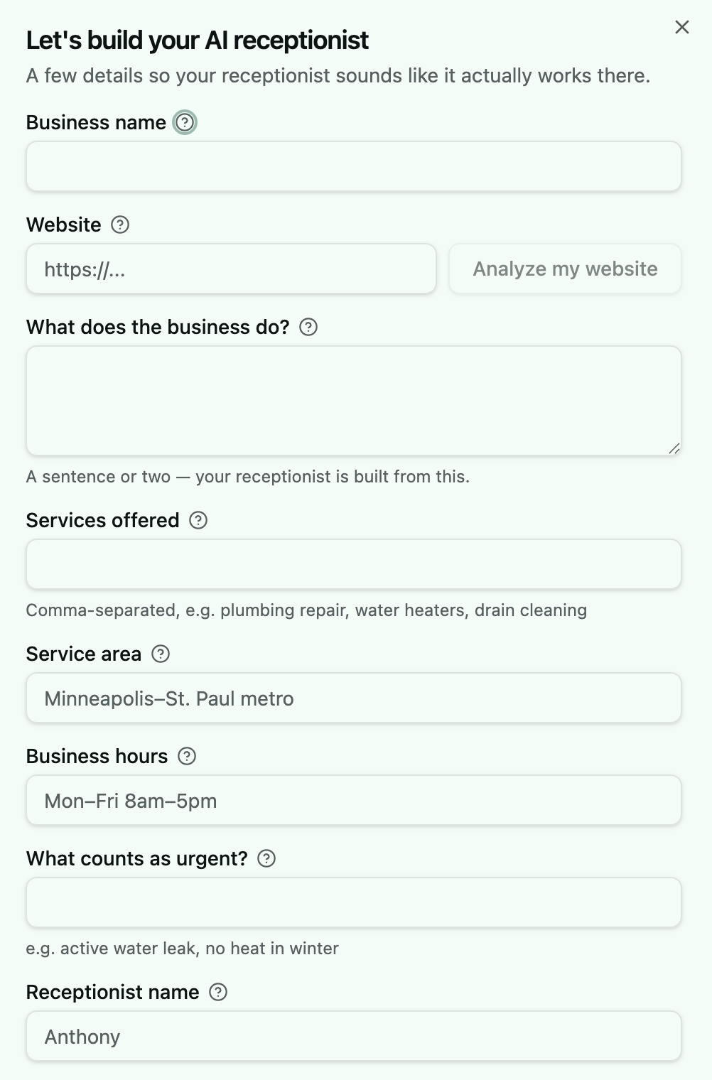 Describe your business form